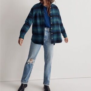 Madewell Slub Flannel Oversized Ex-Boyfriend Shirt in Plaid Small
